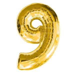 Foil Balloon Number 9 Gold