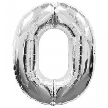 Foil Balloon Number 0 Silver