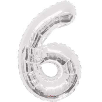 Foil Balloon Number 6 Silver