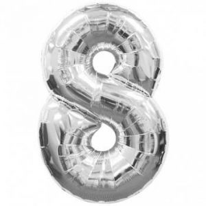 Foil Balloon Number 8 Silver