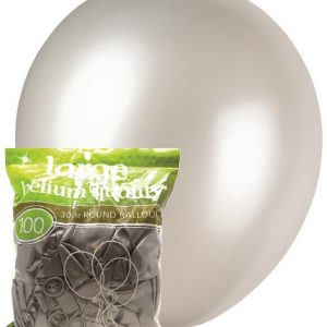 Metallic Silver 28cm latex balloons