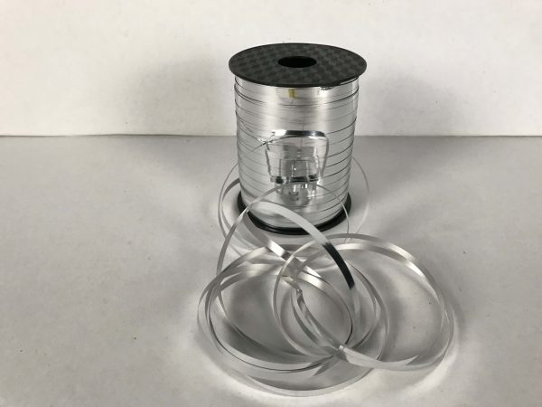 Metallic silver curling ribbon