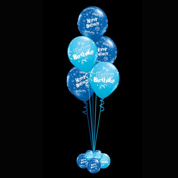 Bouquet of 5 helium happy birthday balloons blue