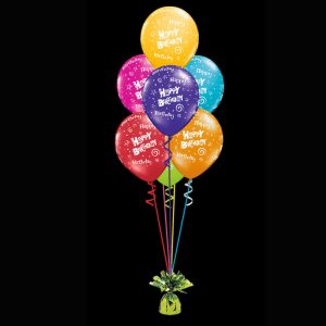 Bouquet of 7 happy birthday helium balloons