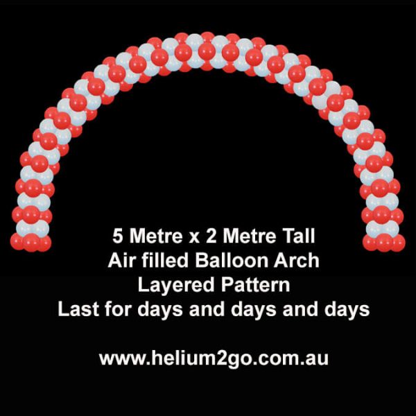 Air filled balloon arch layered pattern