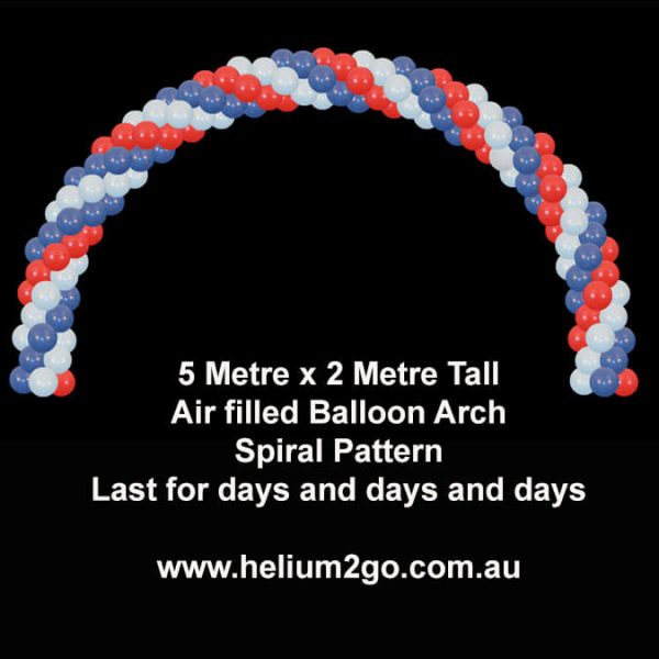 Spiral pattern air filled balloon arch