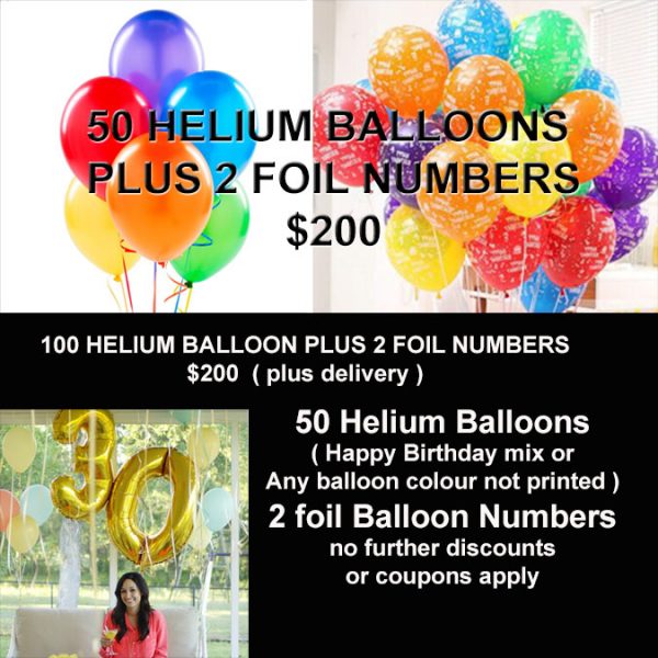 50 HELIUM BALLOON AND FOIL NUMBERS SPECIAL