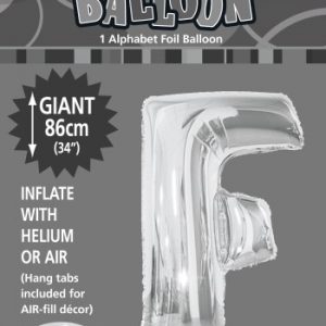F silver foil balloon letter 86cm helium filled
