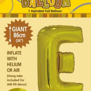 E Foil 86cm gold balloon letter helium filled