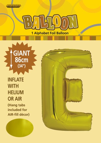 E Foil 86cm gold balloon letter helium filled
