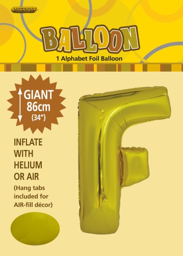 F foil helium filled balloon letter gold