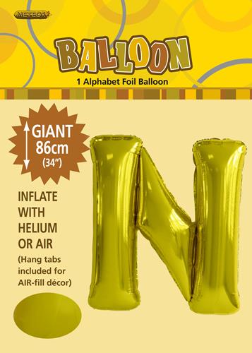 Gold Foil N 86cm balloon letter helium filled