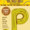 P Gold foil balloon letter 86cm helium filled