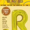 R Gold foil balloon letter 86cm helium filled