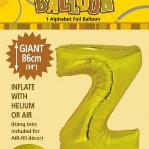 Gold Foil Z 86cm balloon letter helium filled