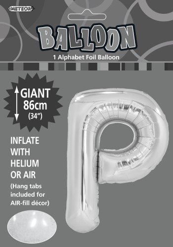 P Silver foil balloon letter 86cm helium filled