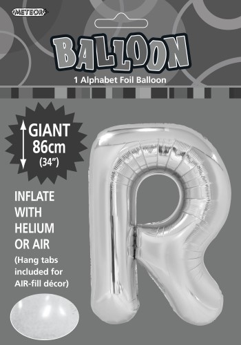 R Silver foil balloon letter 86cm helium filled